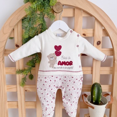 Macacão Trape Zape - Sou o amor da mamãe e do papai Off e Bordo